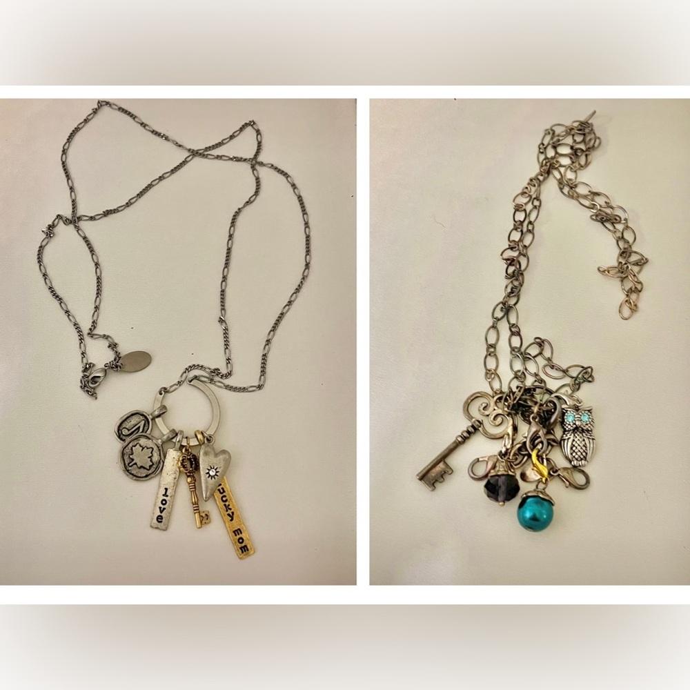 Lot two JK Thirty One charm necklaces mom owl